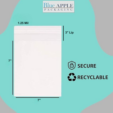 7X7+3 inches Lip and Tape Resealable Bags Co-Extruded 1.25 Mil PPE